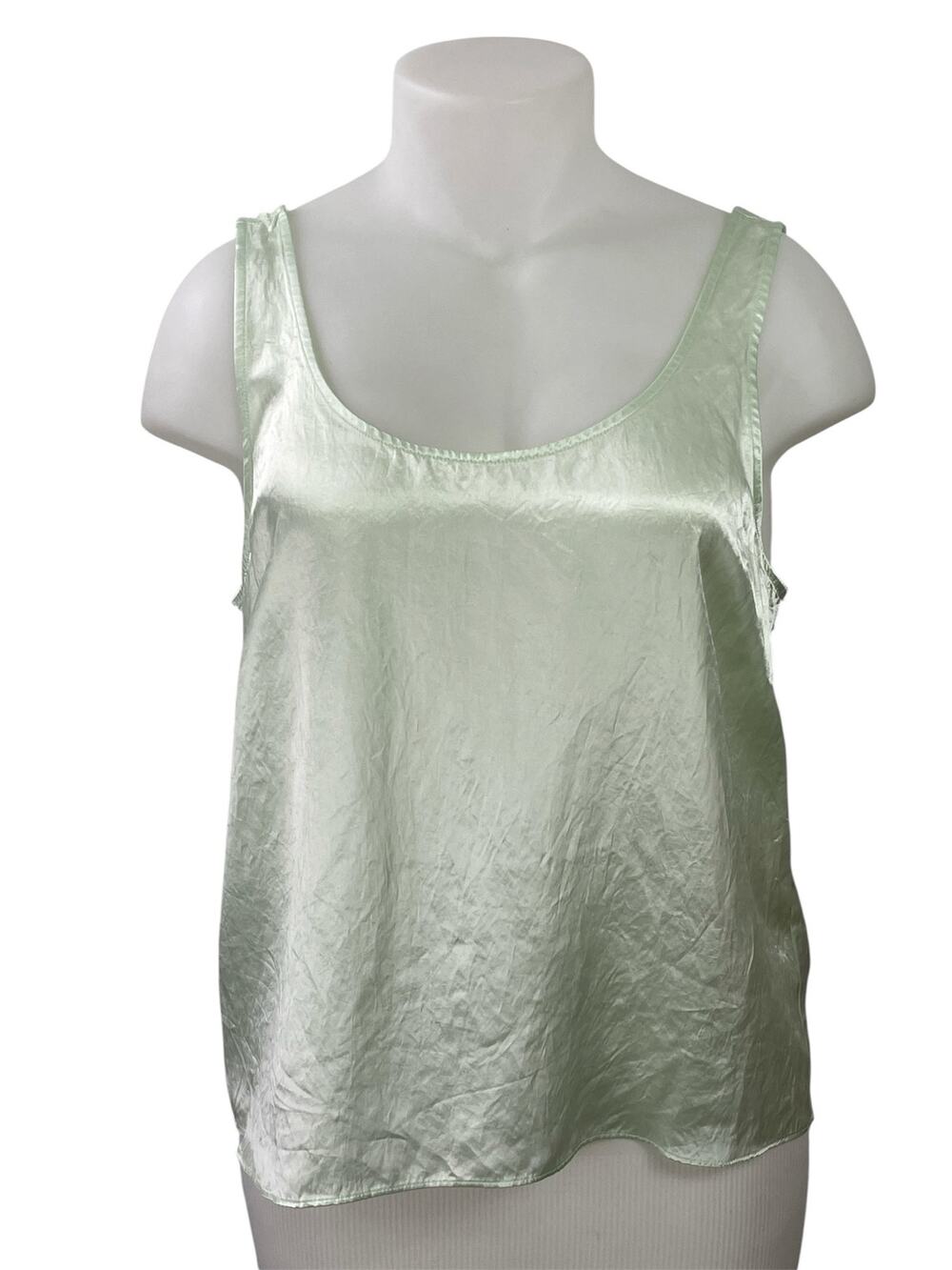 Aritzia Babaton Green Silky Satin Sleeveless Cami Camisole Slip Tank Top Size XL